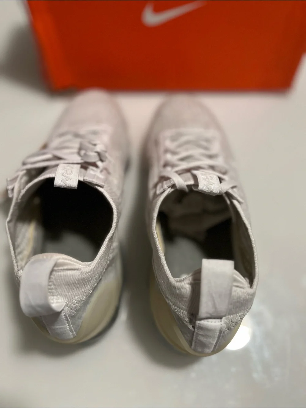 W Nike Air Vapor Max 2021 White Flyknit Sneakers with Translucent Air Sole